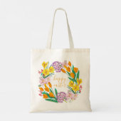 Moderne gele en groene lentbloemen blij tote bag (Achterkant)