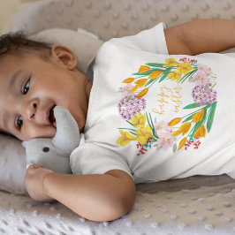 Moderne gele en groene lente bloemen gelukkig pase romper