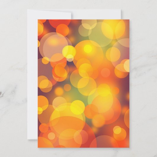 Moderne Gele en Oranje Bokeh Huwelijksuitnodiging Kaart (Achterkant)