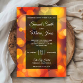 Moderne Gele en Oranje Bokeh Huwelijksuitnodiging Kaart