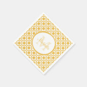 Moderne Gele en Witte Geometrische Monogramnaam Servet (Hoek)