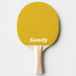 Moderne gele en witte monogramnaam tafeltennisbatje