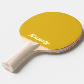 Moderne gele en witte monogramnaam tafeltennisbatje (Voorkant Gekanteld)