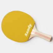Moderne gele en witte monogramnaam tafeltennisbatje (Zijkant)
