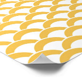 Moderne Gele en Witte Scallops Monogram en Naam Poster (Hoek)