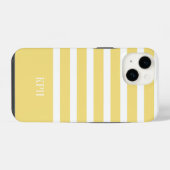 Moderne Gele en Witte Streep met Monogram iPhone Hoesje (Achterkant horizontaal)