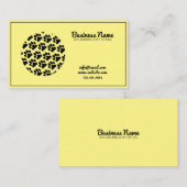 Moderne gele en zwarte cirkelvormige pootprintwand visitekaartje (Voorkant / Achterkant)