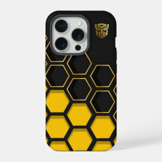 Moderne Gele en Zwarte Honingraat Patroon Aangepas iPhone 15 Pro Case