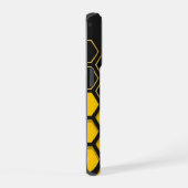Moderne Gele en Zwarte Honingraat Patroon Aangepas iPhone Hoesje (Rechterkant)