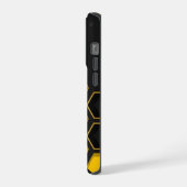 Moderne Gele en Zwarte Honingraat Patroon Aangepas iPhone Hoesje (Linkerkant)