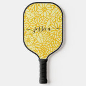 Moderne gele florale scriptnaam pickleball paddle (Voorkant)