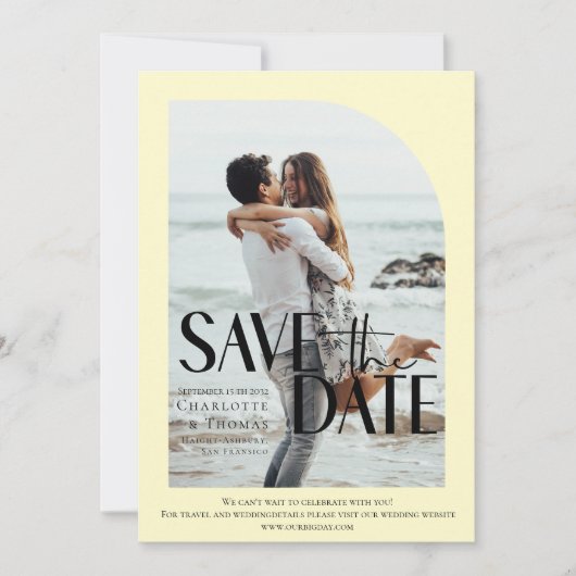 Moderne, gele foto-Save de datum Kaart (Voorkant)