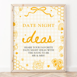 Moderne Gele Gingham Honingbij Date Night Ideeën Poster