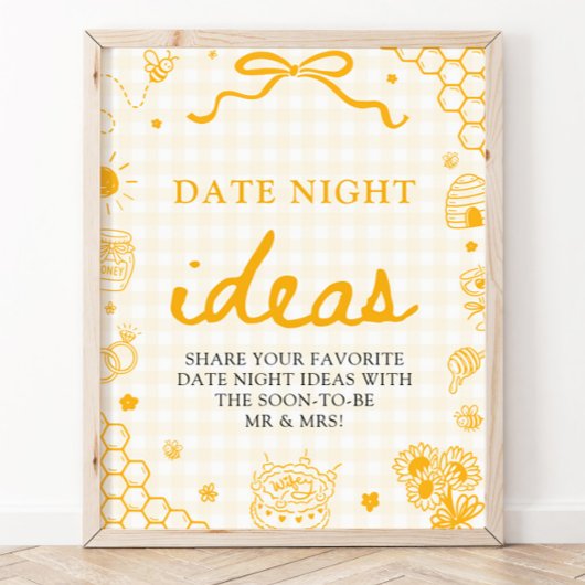 Moderne Gele Gingham Honingbij Date Night Ideeën Poster