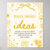 Moderne Gele Gingham Honingbij Date Night Ideeën Poster (Voorkant)