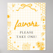 Moderne Gele Gingham Honingbij Favorieten Bord Poster (Voorkant)