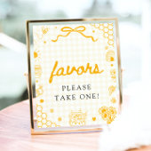 Moderne Gele Gingham Honingbij Favorieten Bord Poster