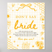 Moderne Gele Gingham Honingbij Zeg Niet Bruid Poster (Voorkant)