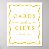 Moderne Gele Golvende Frame Kaarten en Cadeaus Poster (Voorkant)