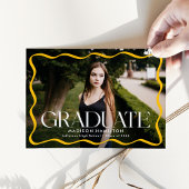 Moderne Gele Golvende Lijst Afstudeerfoto Afstuder Aankondiging