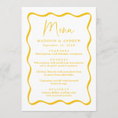 Moderne Gele Golvende Lijst Huwelijk Menu (Voorkant)