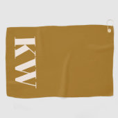 Moderne gele gouden monogram initiaal gepersonalis golfhanddoek (Horizontaal)