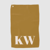 Moderne gele gouden monogram initiaal gepersonalis golfhanddoek (Voorkant)