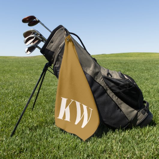 Moderne gele gouden monogram initiaal gepersonalis golfhanddoek (Groen)