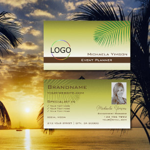 Moderne gele gradiënt palmleder Logo en foto Visitekaartje