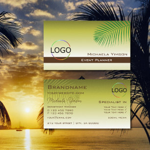Moderne gele gradiënt palmleder met Logo stijlvol Visitekaartje