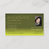 Moderne Gele gradiëntspiegelletters met foto Visitekaartje (Achterkant)