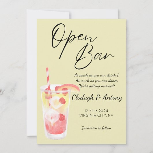 Moderne gele grappige foto save the date (Voorkant)