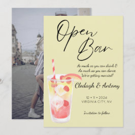 Moderne gele grappige foto save the date