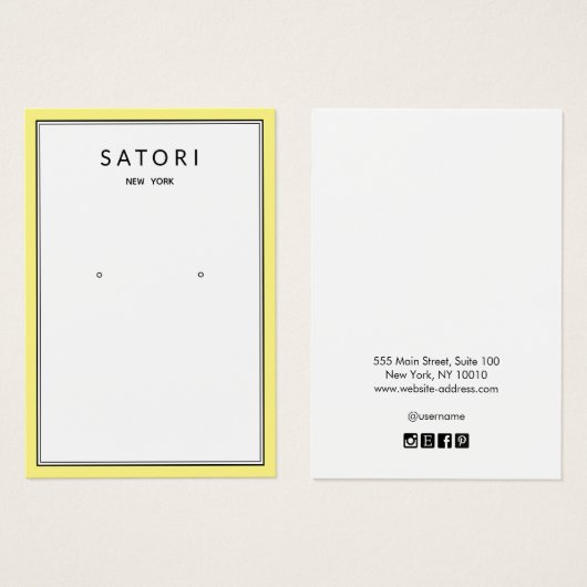 Moderne Gele Grens die juwelenvertoning verdient Visitekaartje (Voorkant /achterkant)