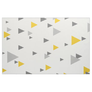 Moderne Gele & Grijze driehoeken Geometrisch Patro Stof