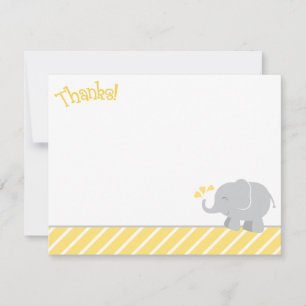 Moderne Gele Grijze Olifant Baby Shower Notitiekaartje
