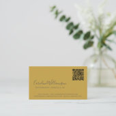 Moderne Gele Grijze Script Foto QR Code Aangepast Visitekaartje (Staand voorkant)