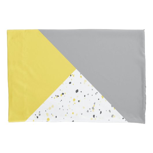 Moderne Gele Grijze Terrazzo Patroon Kussensloop (Voorkant)