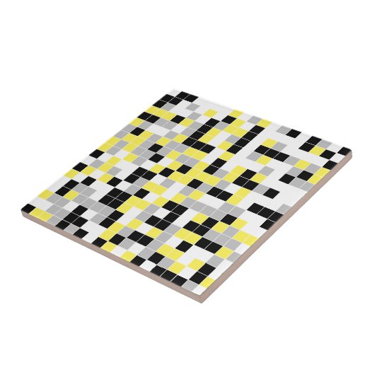 Moderne Gele grijze zwarte Geometrische keramische Tegeltje (Zijkant)