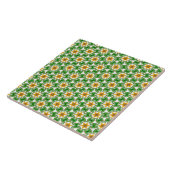Moderne Gele Groene Abstracte Geometrische Bloem Tegeltje (Zijkant)