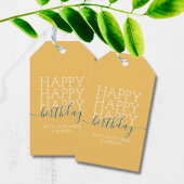 Moderne gele Happy Birthday Cadeaulabel