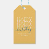 Moderne gele Happy Birthday Cadeaulabel (Voorkant)