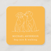 Moderne Gele Hond Wandelende Hond Walker Huisdier  Vierkante Visitekaartje (Voorkant)