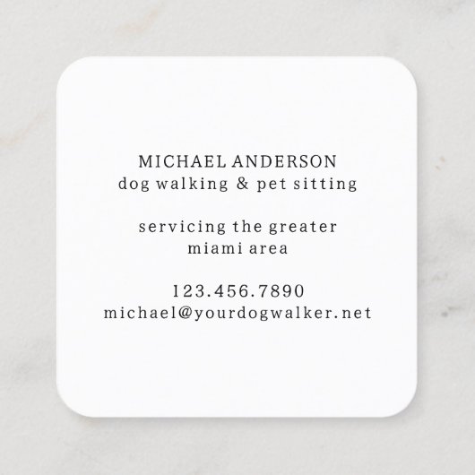 Moderne Gele Hond Wandelende Hond Walker Huisdier  Vierkante Visitekaartje (Achterkant)