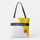 Moderne Gele Kleur Geblokkeerd Monogram Tote Bag (Achterkant)