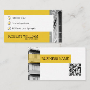 Moderne Gele Kondominium QR Code Vastgoedmakelaar Visitekaartje