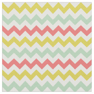 Moderne Gele Koraal Munt Groene Chevron Print Stof