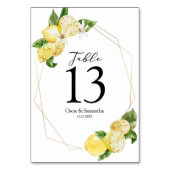 Moderne gele leemons en gouden Lijst Kaart (Achterkant)