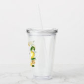Moderne gele leemons Lijst en bladeren met naam Acryl Drinkbeker (Links)