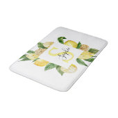 Moderne gele leemons Lijst en bladeren met naam Badmat (Gekanteld)